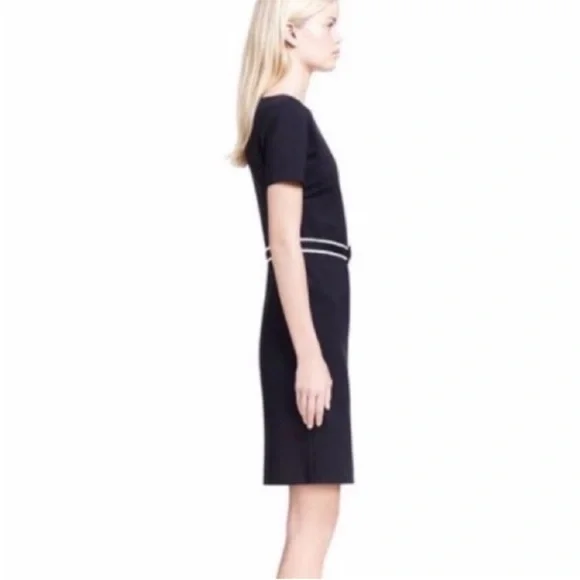 Tory Burch NWT $395 Navy Blue Sonia Dress w/ White Trim Belt XL - Picture 3 of 7